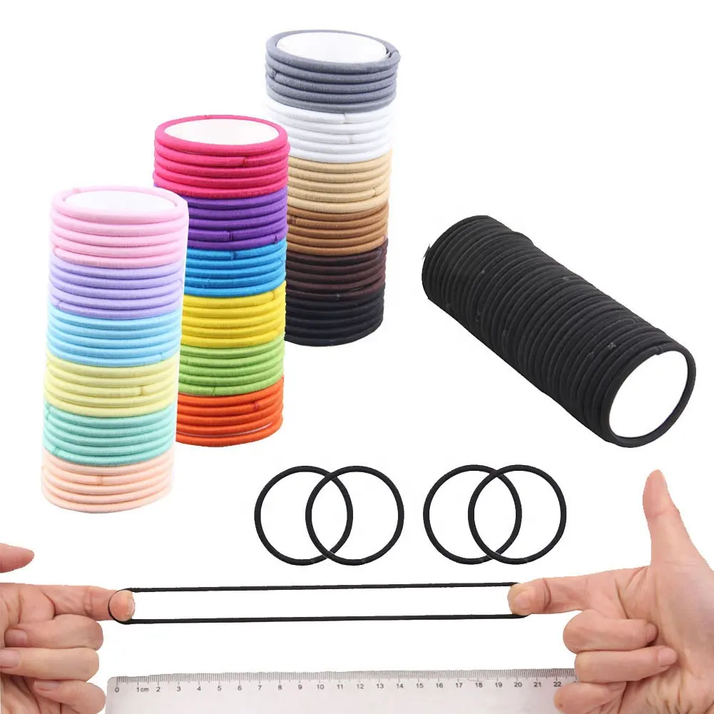 Excellent Quality 4mm hair ties for Thick Hair No Crease No Damage Ponytail holder Rainbow Strong Elastic Hair bands