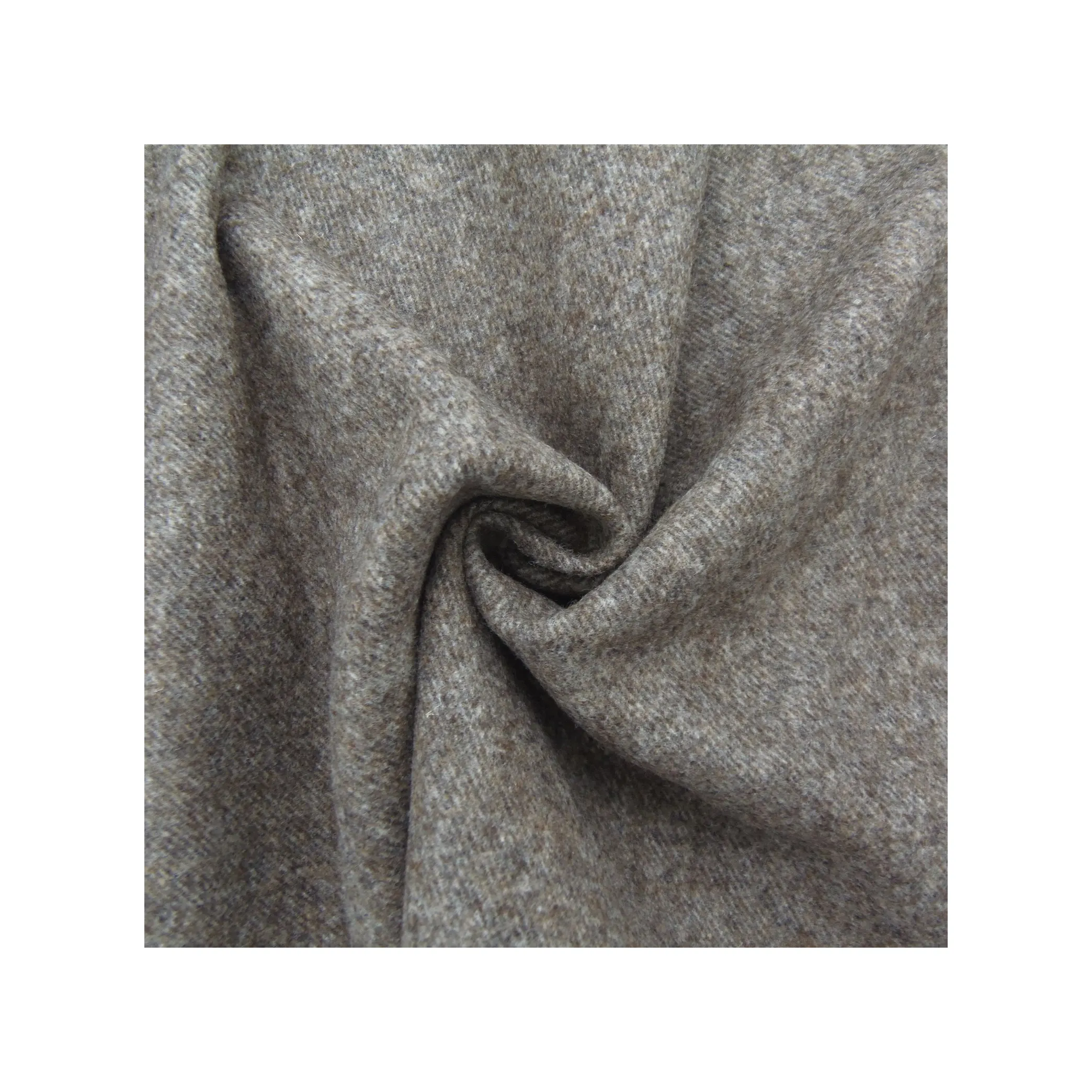 single face twill woolen cloth one side yarn dyed color tweed wool fabric khaki woven fleece textile for overcoat