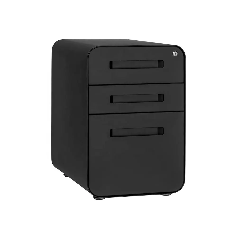 Modern Style Stockpile Curve File Cabinet 3 Drawers Mobile Pedestal