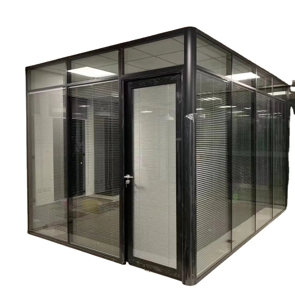 Алюминиевая рамка, Офисная стеклянная перегородка, полная высота, Офисная Двойная матовая стеклянная перегородка