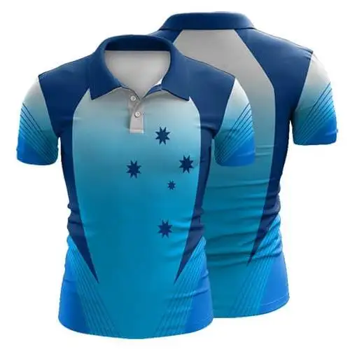 Cheap custom sublimation print design cricket shirt with team player logo, number and names