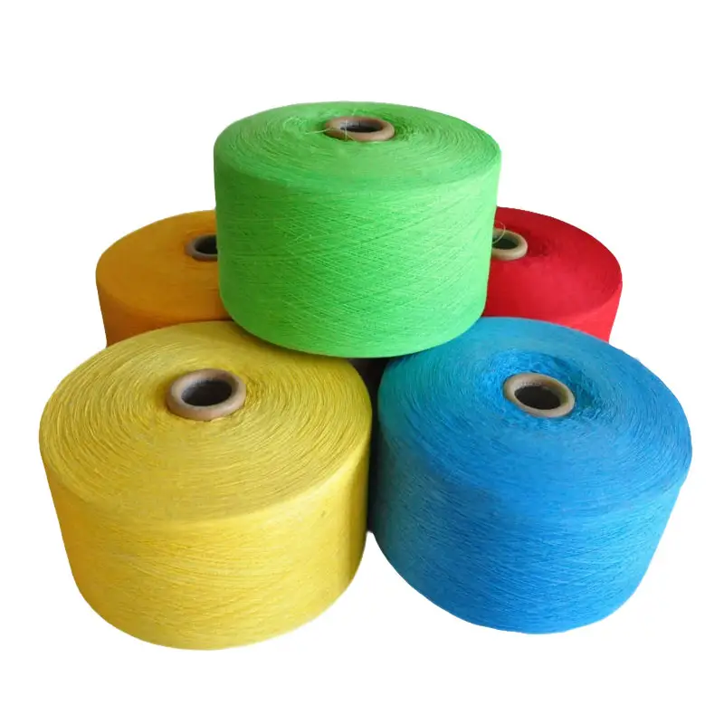 Good Strength Weaving Knitting Yarn 50% Cotton 50% Polyester Blended Price Open End Recycled Cotton Spun Carded Yarn