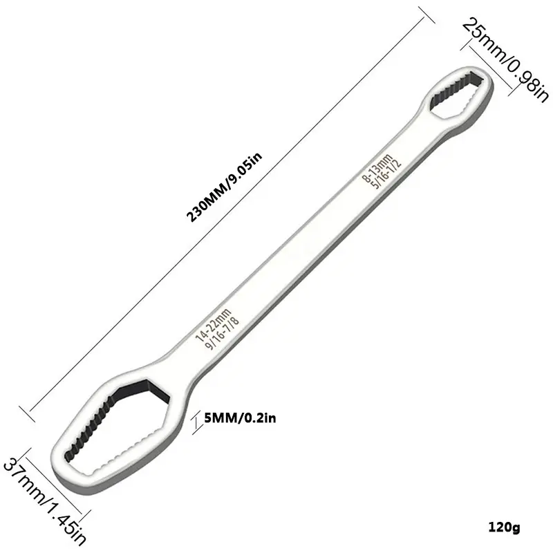 Универсальный инструмент для ремонта гаечных ключей 8-22 мм, двухсторонний Регулируемый самозатягивающийся гаечный ключ