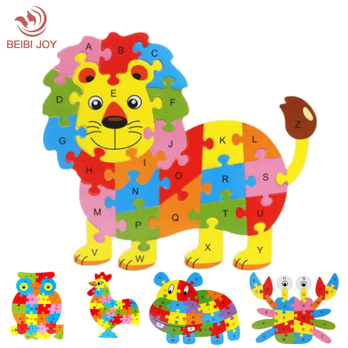 Деревянное животное, 26 букв, головоломка, игрушка, головоломка, строительный блок, познавательность, пазл для маленьких детей и детей