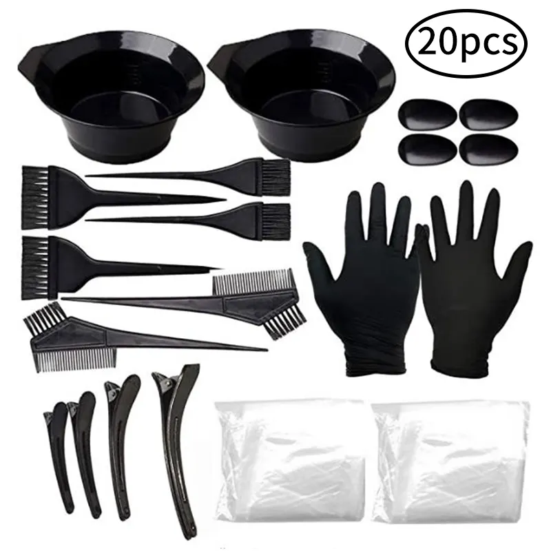Набор инструментов для окрашивания волос из черного пластика, 20 шт./компл.