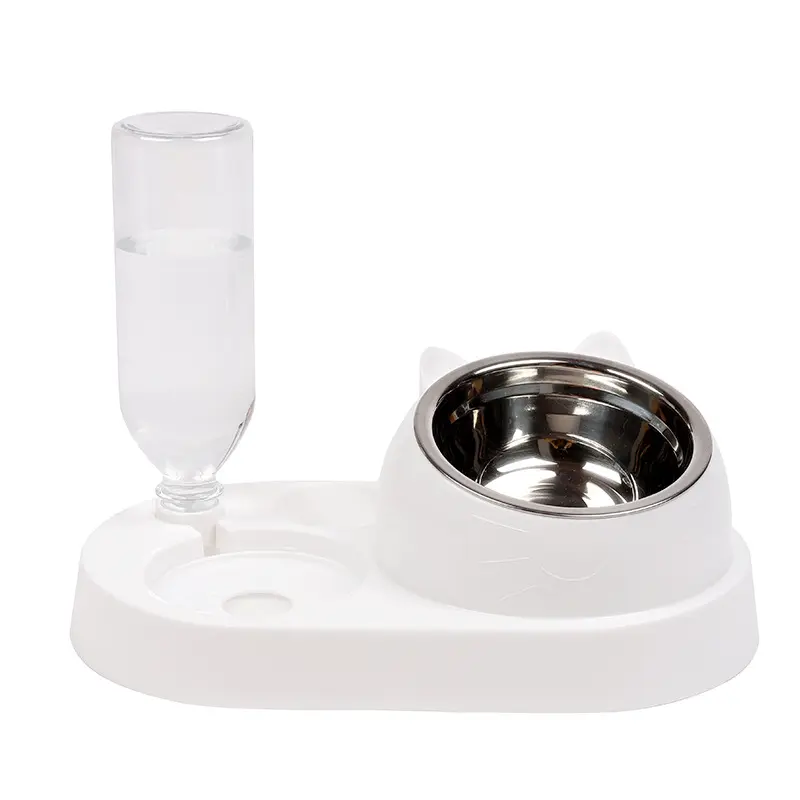 Pet food bowl automatic water dispenser double bowl food and water in one pet supplies