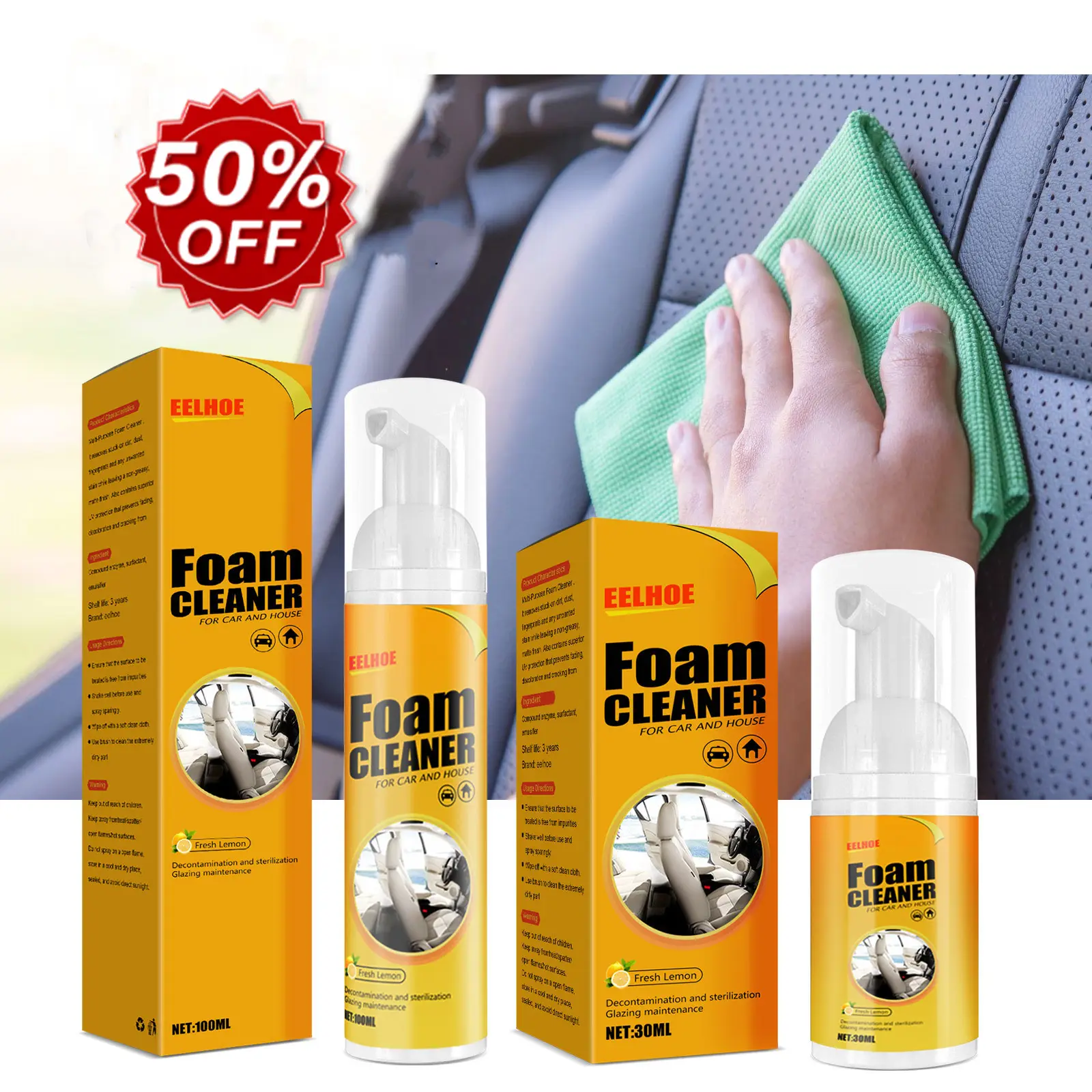 100ml Home Cleaning Foam Cleaner Spray Multi-purpose Anti-aging Car Care Cleaner For Car Interiors