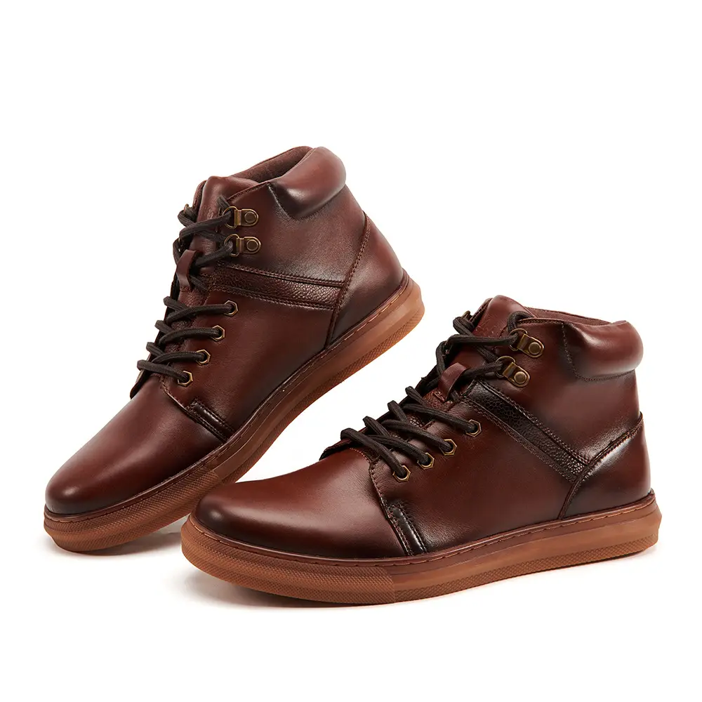 Многофункциональные Стильные повседневные коричневые классические ботинки из натуральной кожи для мужчин
