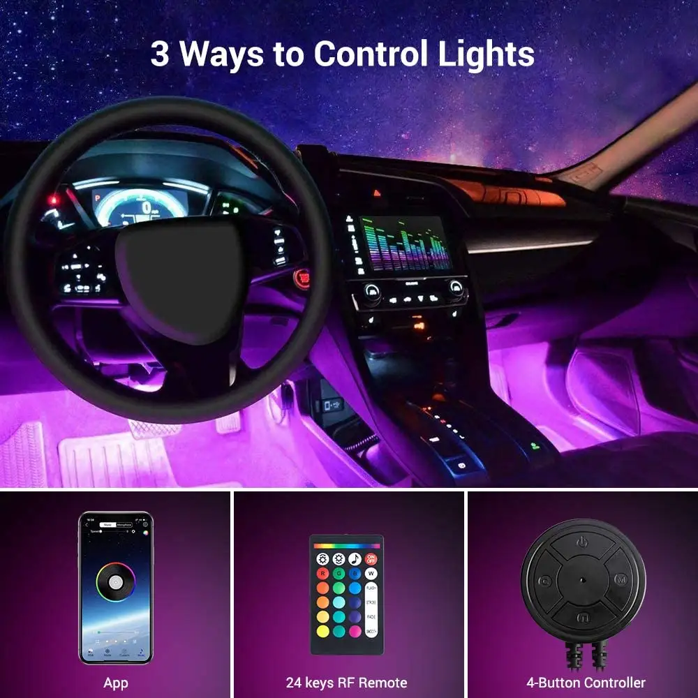 12V Universal Inside Flexible Auto Decoration Led 5050 RGB Interior Atmosphere Car Strip Light