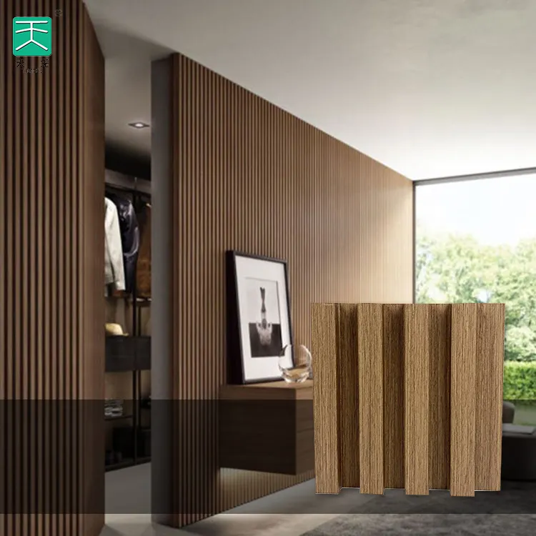 Роскошные гибкие 3D Гриль из сосновых реек Tiange, внутренние твердые деревянные рифленые стеновые панели