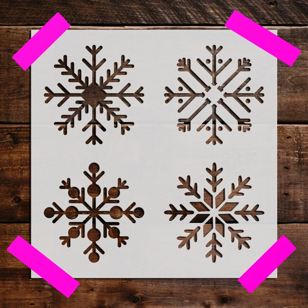 Factory Custom Designs Large Size Four Designs Snowflake Stencils Christmas Painting Stencils for Windows Wall Painting Stencil