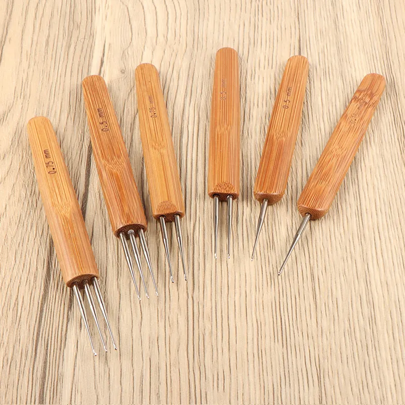 VAST Dreadlock Crochet Hook Tool Braid Hair Dreadlocks Needle Weaving Crochet Dreadlock Hooks With Wooden Handle