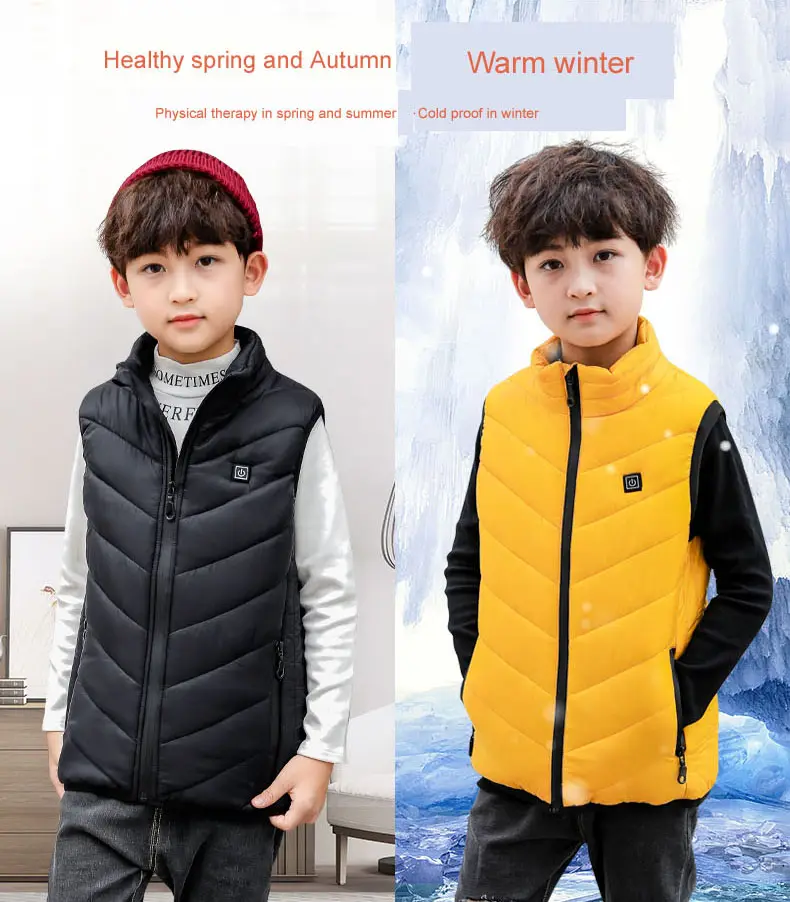 2021 New Boys And Girls Heating Vest USB Charging Cotton Jacketcharging Electricity Vest USB Power Bank Heated Vest Outdoor