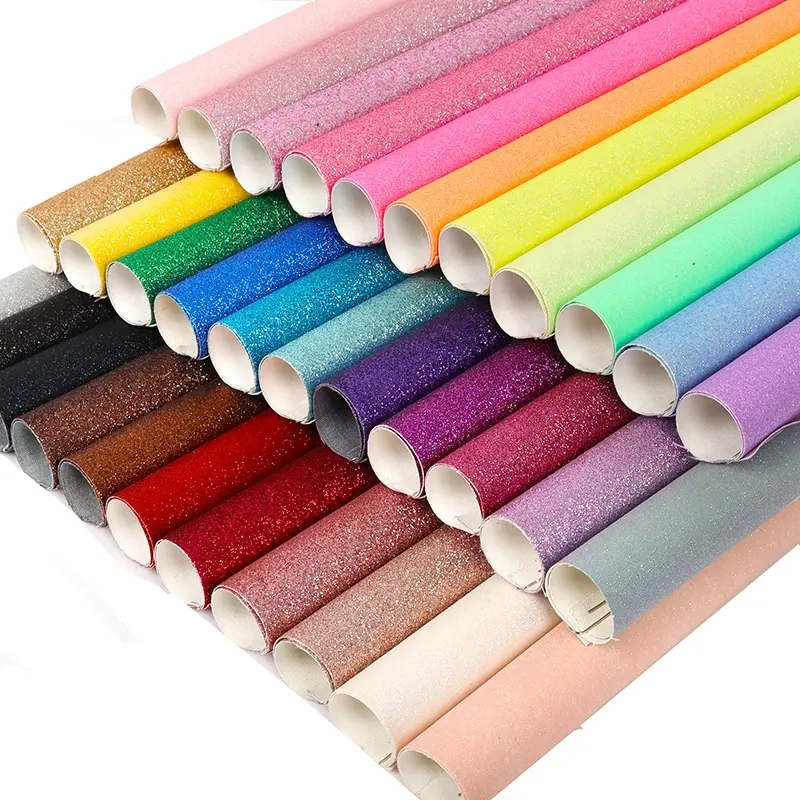 Hot Selling A4 21cmx30cm For Crafting Bags Shoes Bows Ultra Fine Glitter Shiny Faux Leather Sheets Vegan Leather