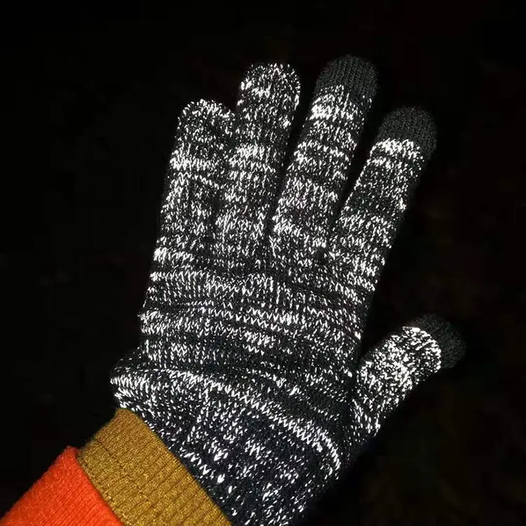 Вязаные Светоотражающие перчатки, зимние перчатки с пальцами для сенсорного экрана