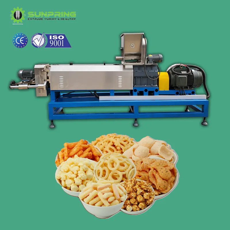 SUNPRING puffed extruder machine equipment for food products corn snacks production line corn snacks double screw extruder