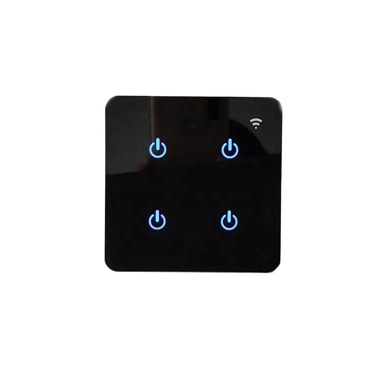 Wifi remote control smart touch glass 4 gang light lcd wall switch with sensor