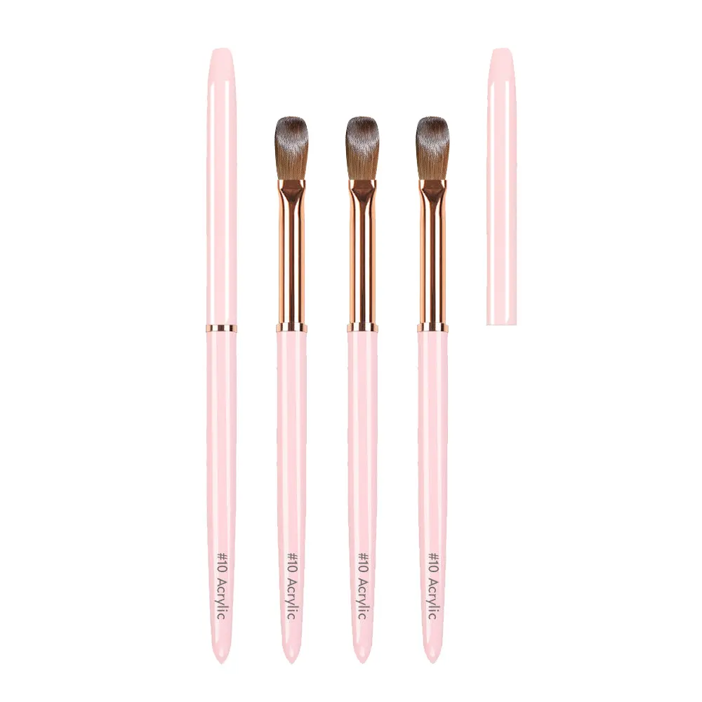 Фирменная розовая металлическая ручка ANGNYA, ОБЖИМНАЯ, 100 чистая Kolinsky акриловая кисть для ногтей для акрилового дизайна ногтей