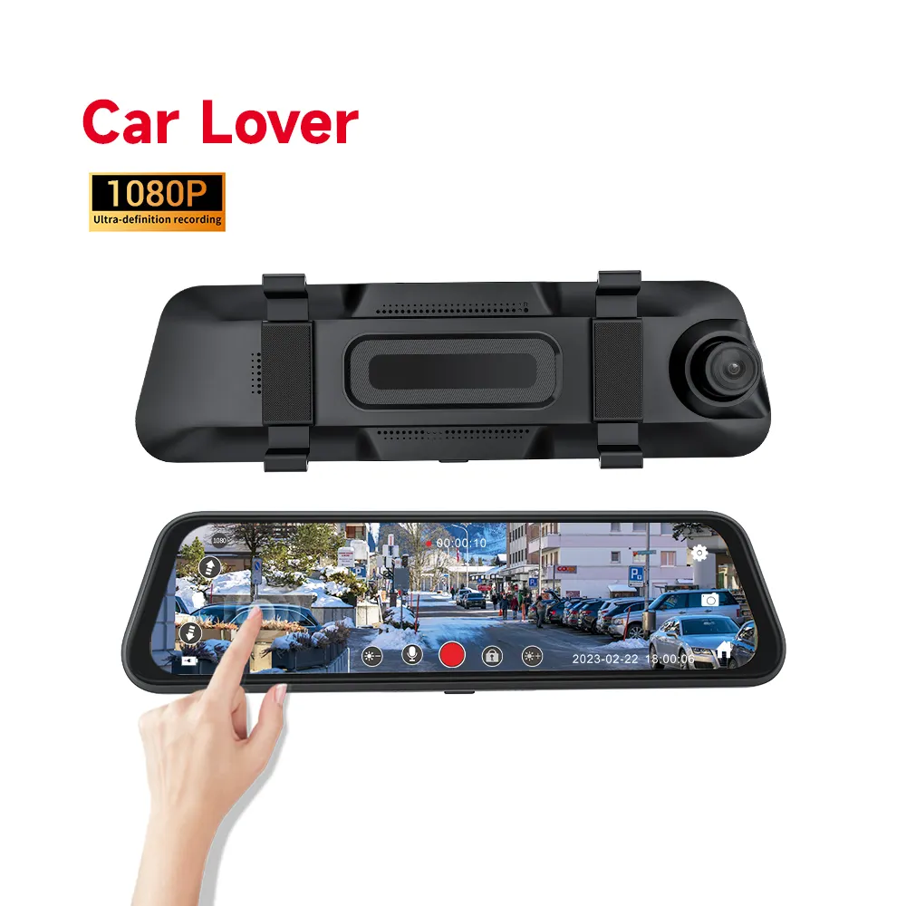 10-Inch Car Black Box Factory Wholesale 1080P Mirror Dashcams Front and Rear 1080P Car Camera Recorder