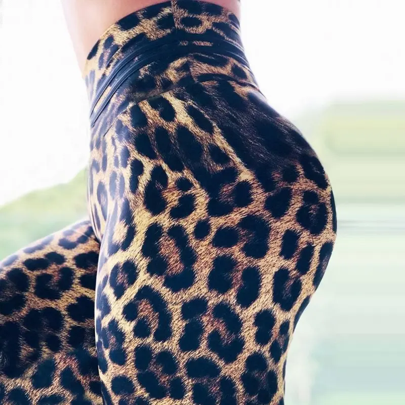 Trendy stretch pant leopard animal print yoga deporte high waisted workout leggings for women