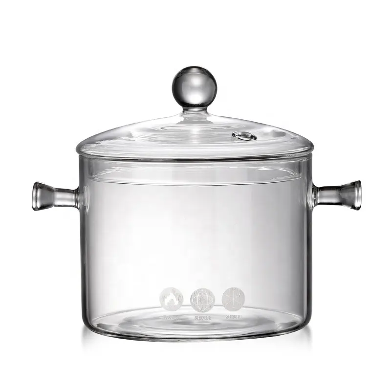 Kitchenware heat resistant glass cooking pot borosilicate glass pots with cover cookware sets