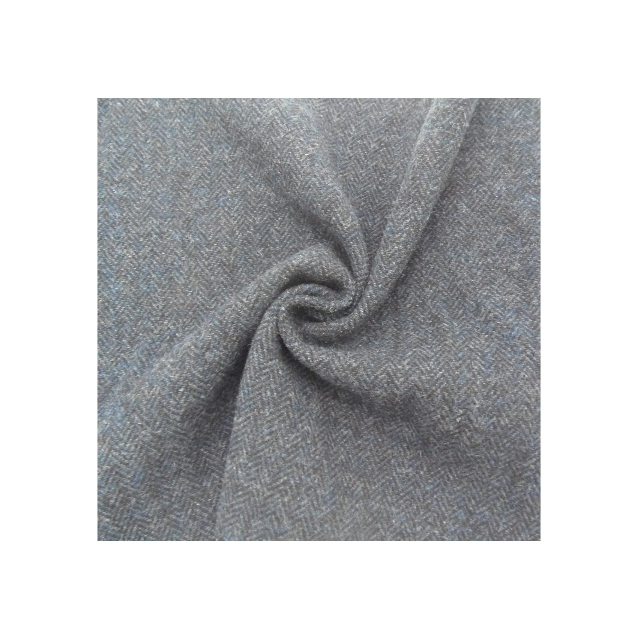 single face herringbone woolen cloth plain dyed color zig-zag 100% wool fabric light weight woven fleece textile for overcoat