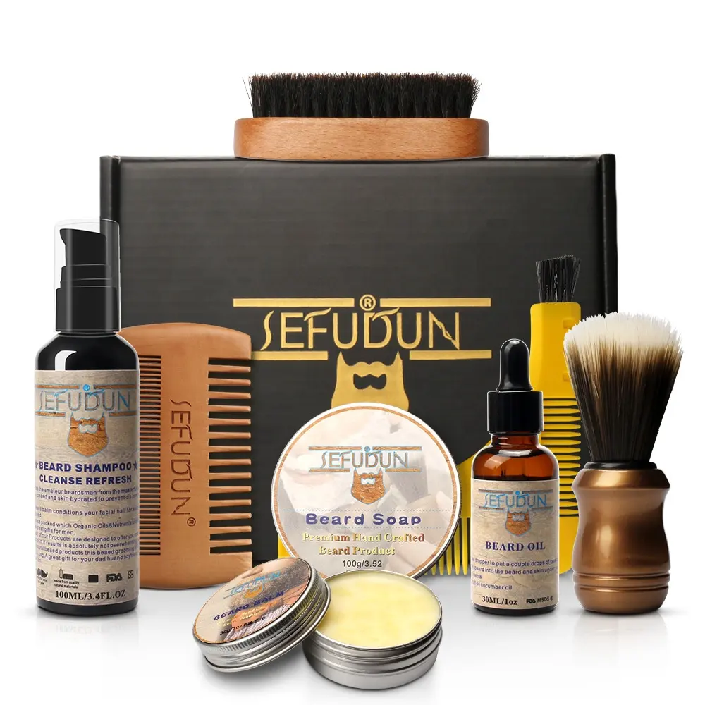 Sefudun 10 шт набор для мужской бороды, парафиновое масло Расческа и щетка для ухода за бородой комплект по уходу за ногами