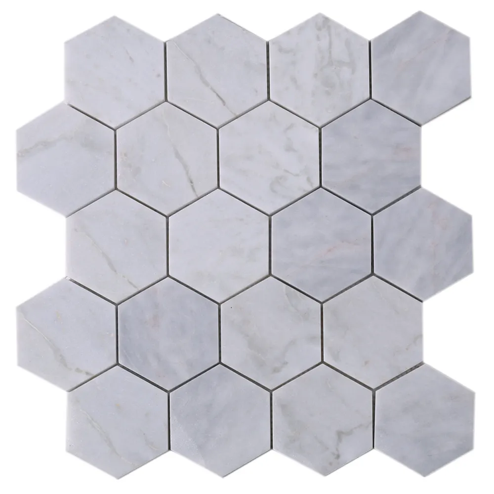 Белая шестиугольная настенная плитка из натурального мрамора Каррара, напольная мозаичная плитка из натурального камня серого мрамора