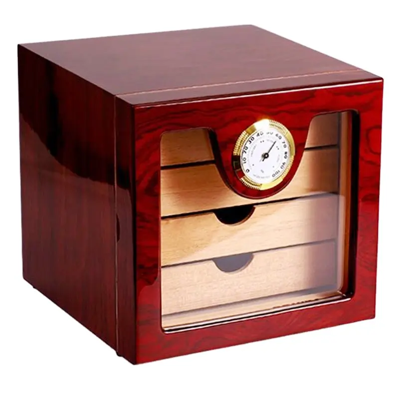 Luxury Red Cedar Wood Cigar Humidor 4 Layers Wooden Cigar Cabinet Storage Box