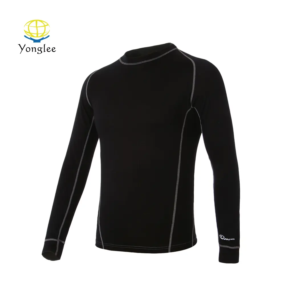 Durable Style Men Long Sleeve Merino Wool Base Layer T Shirt