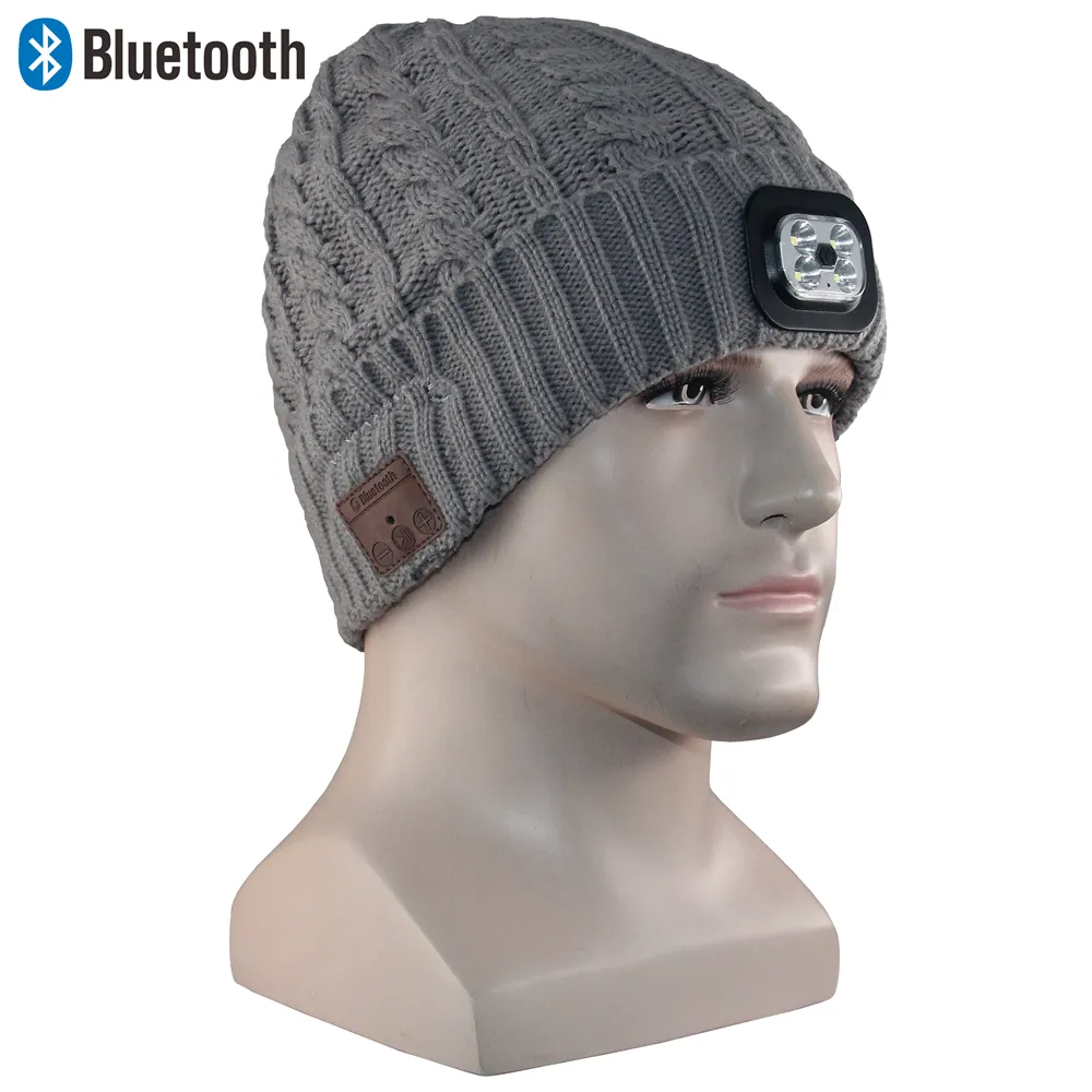 AC earphone hat Headphone blue tooth hat  winter hat beanie with wireless music cap and LED light