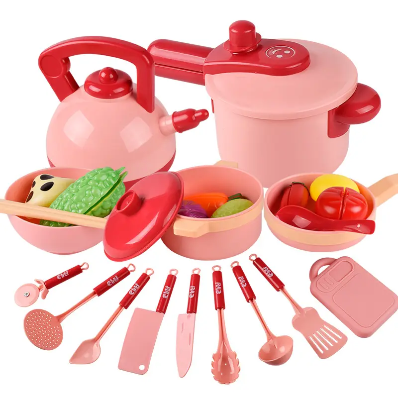 16 Pack Play Cooking Cookware Set Playset Educational Kids Kitchen Pretend Play Toys Set With Pot Pans