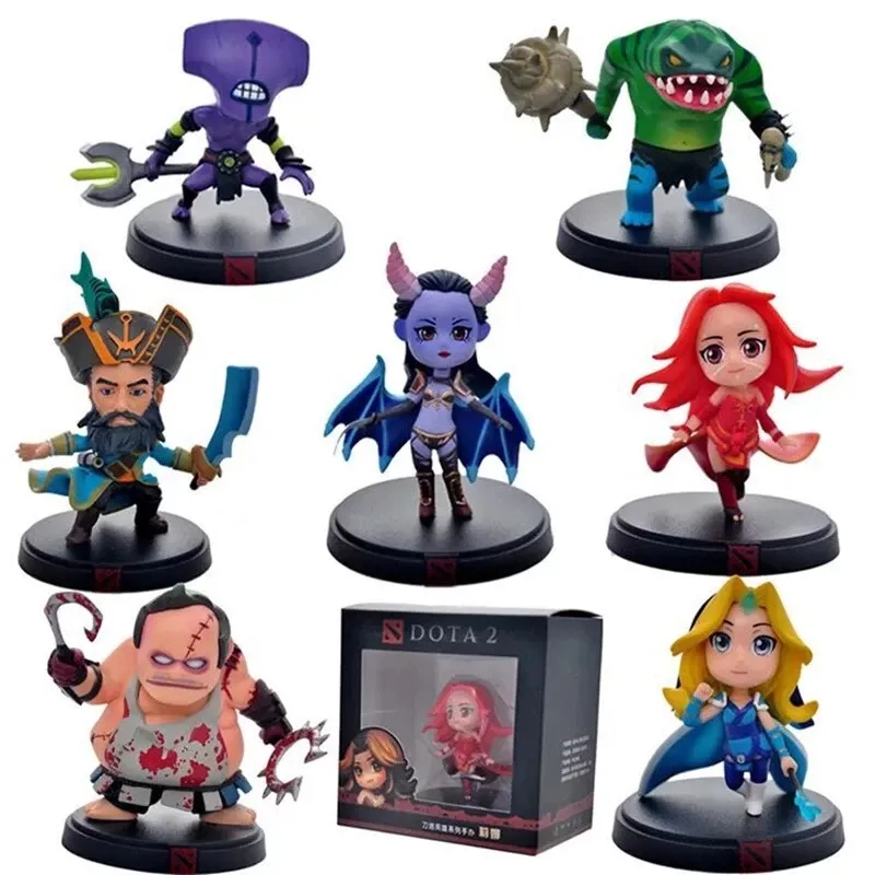 7pcs/Set DOTA 2 Game Figure Kunkka Lina Pudge Queen Tidehunter PVC Action Figure Collection Model Juguetes Xmas Gift