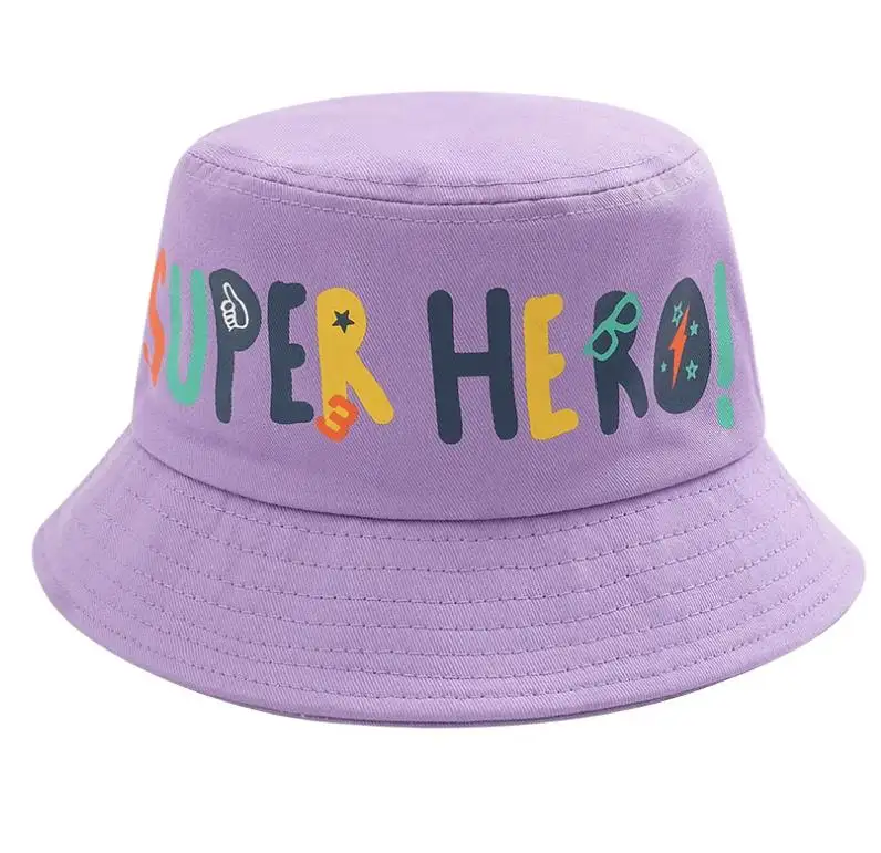 Summer kids outdoor beach hat fashion colorful printing custom logo kids bucket hats