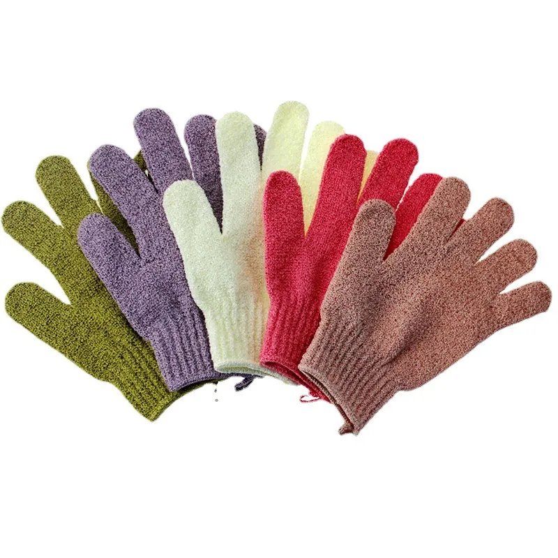 2021 Hot Sale Body Scrub Bath Glove Finger Exfoliator Nylon Bathing Wash Body Scrubber for Adults&Kids Shower Exfoliating Gloves