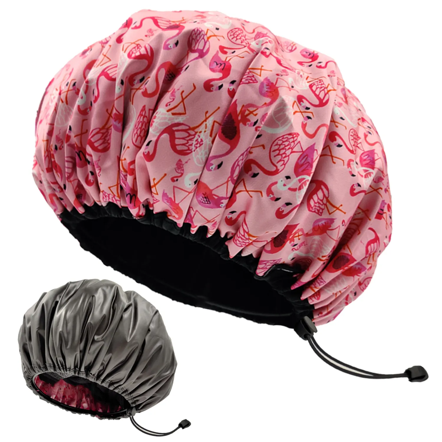 Shower Cap for Women Extra Large Waterproof Adjustable Satin Sleep Bonnet