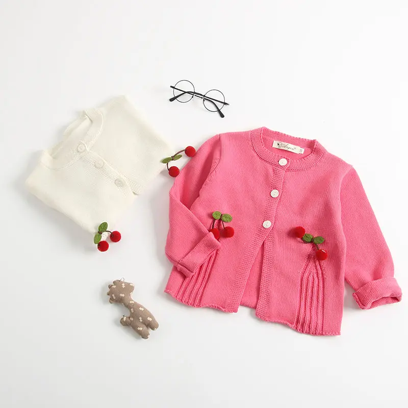 Newarrival Cute cherry baby girls sweater for Spring Fall