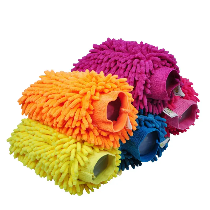 Wholesale auto care vehicle chenille car wash microfiber cleaning waterproof car wash gloves