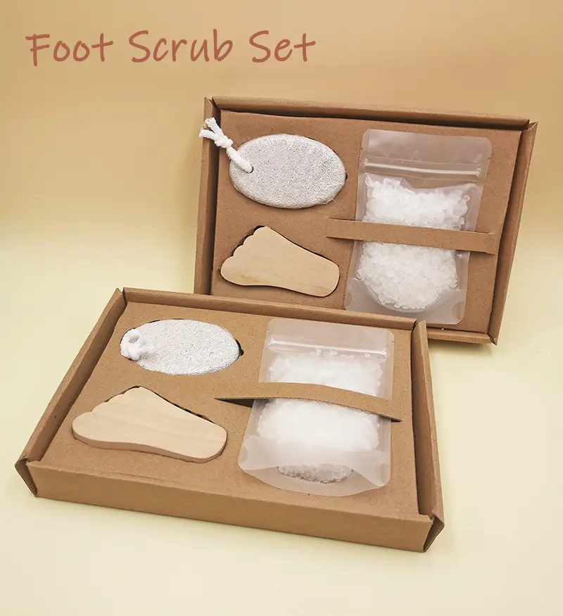Feet Care Set Pumice Stone Brush Himalayan Salt In 1 Set Smooth Skin Feet Scrub Gift Set