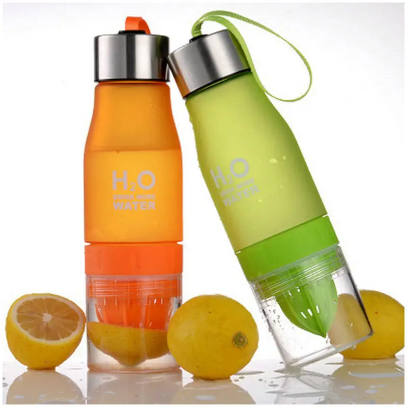 Матовая бутылка для воды с логотипом на заказ, бутылка для питья лимона с инфузером для фруктов