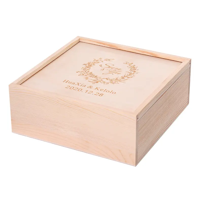 Маленькая деревянная подарочная упаковочная коробка с крышкой с логотипом на заказ, деревянная коробка с крышкой для неба и земли