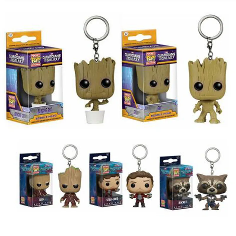 Funko Pop Guardians the Galaxy Action Figure Keychain Groot Rocket Star-Lord