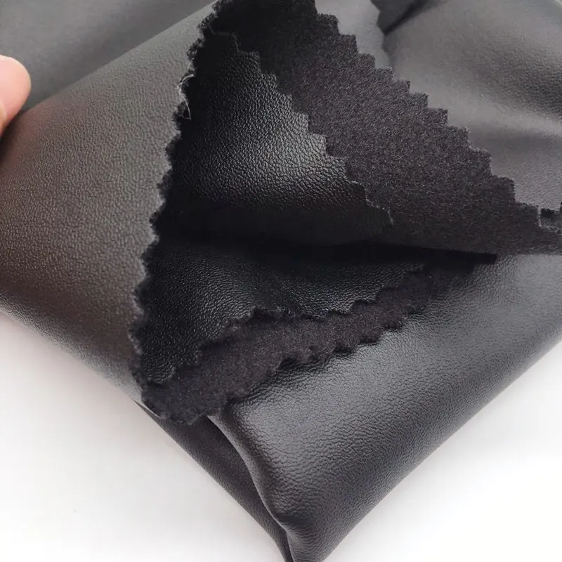 Black High 4-ways Stretch Leather Fabric For Blouses And Dress