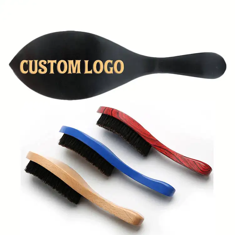 Пользовательский логотип 360 волнистая щетка, изогнутая щетка для волос, нейлоновая щетина и изогнутая волнистая щетка, оптовая продажа