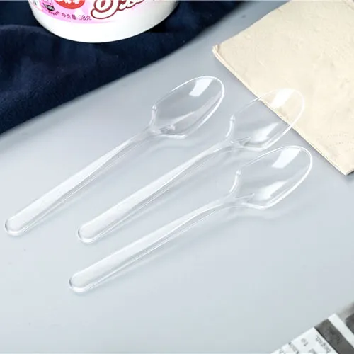 Food Grade New PS Long Handle Ps Clear Disposable Plastic Spoons For Ice Cream Desserts