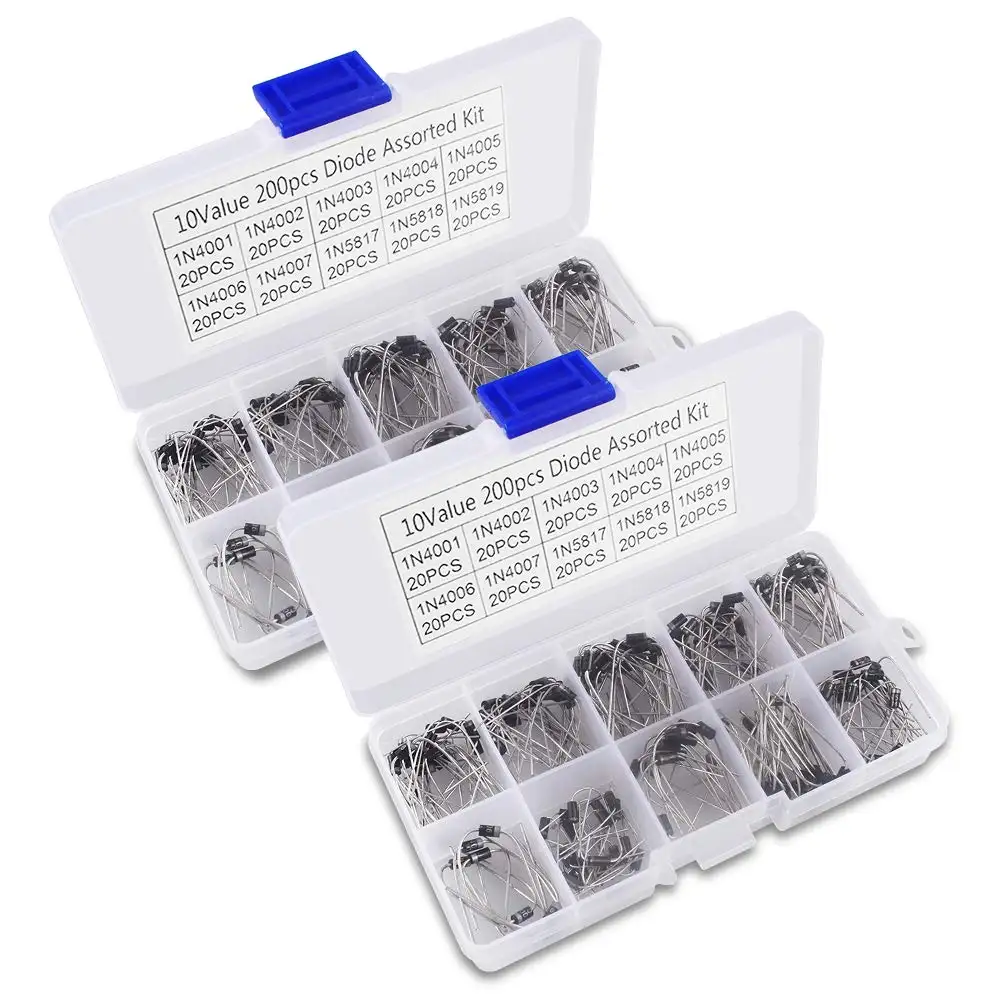 10 Value Rectifier Diode 1N4001~1N5819 Zener Diode Assortment Kit With Label Clear Box