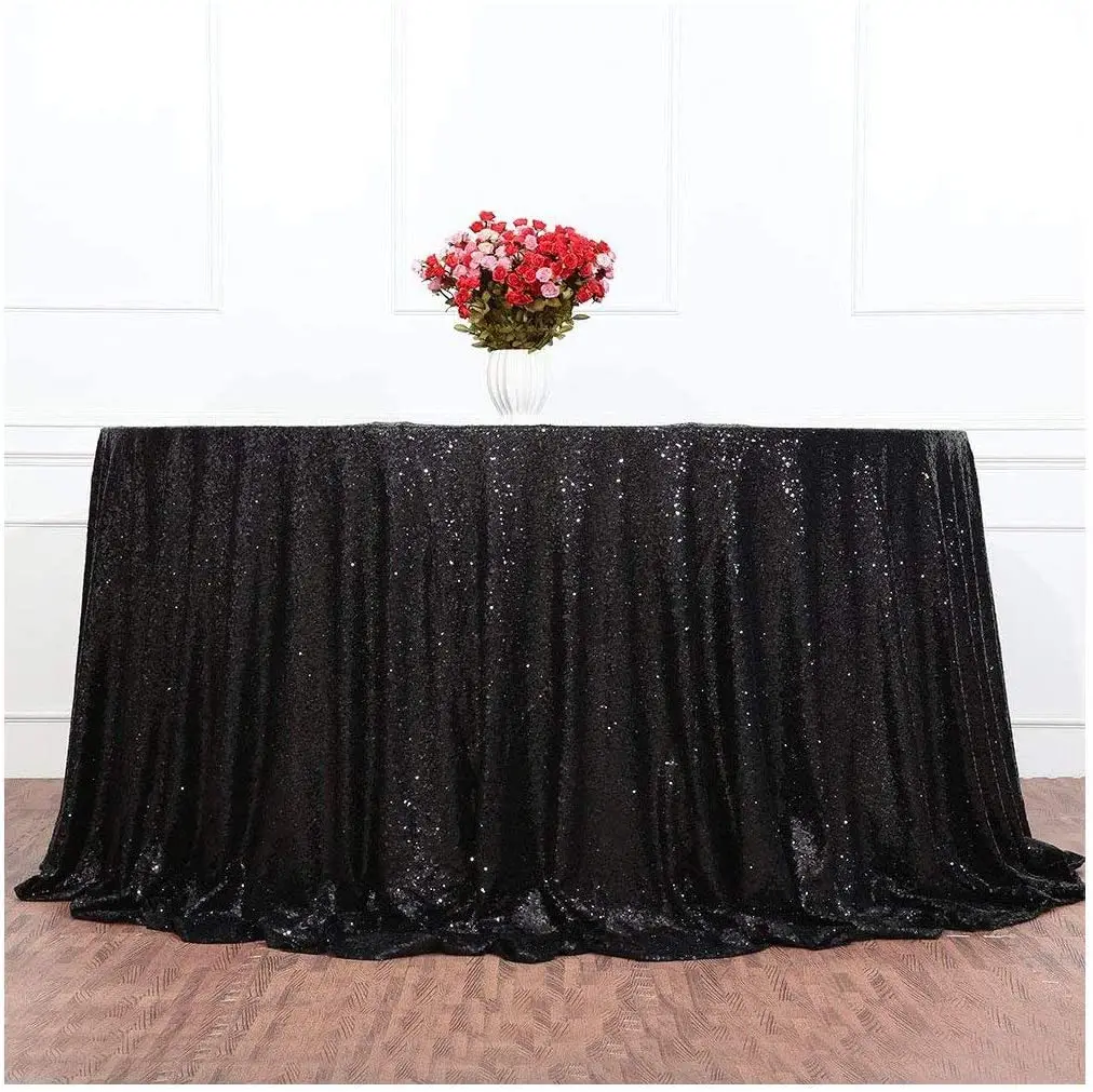 2022 Wedding Hotel Decoration Stylish Multiple Sizes Support Customization Tablecloth Round Black Sequin Tablecloth