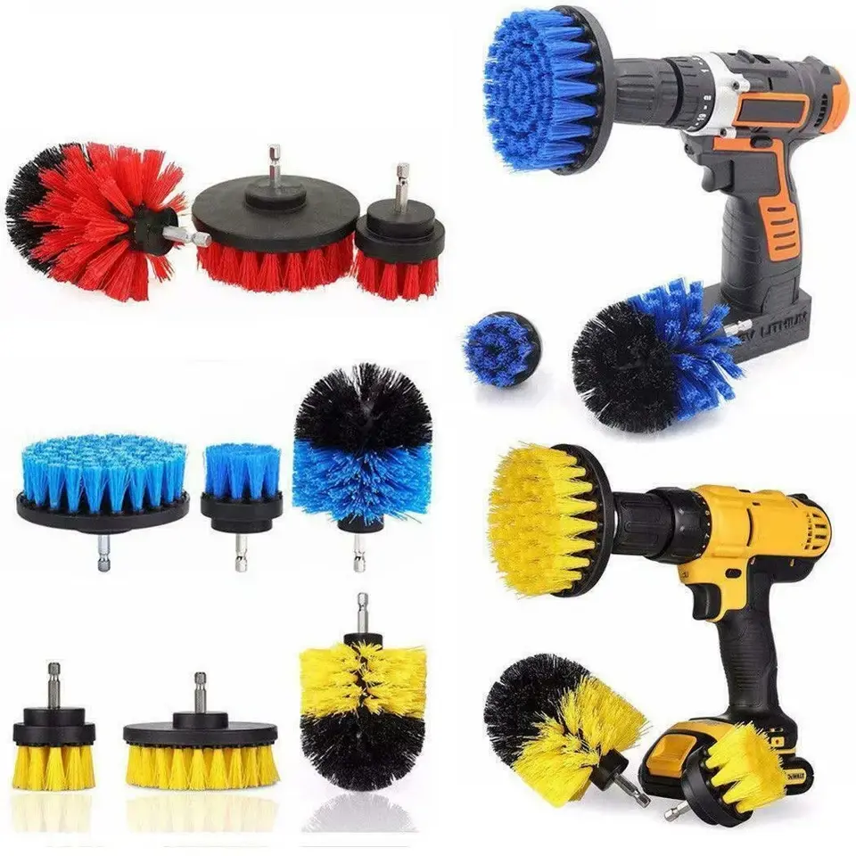 Drill Cleaning Brush Power Scrubber Brush for Bathroom 3 Piece Brush Drill Power Scrubber Cleaning Set for Household Cleaning
