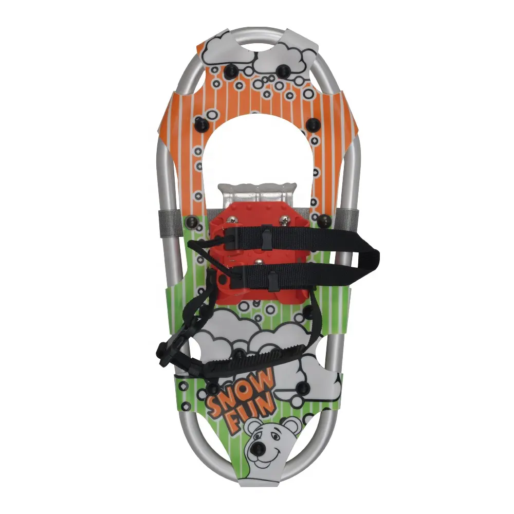 Lightweight Green Alu Frame One pull Binding Aluminum Kids Snowshoes For Youth Up To 100 LBS