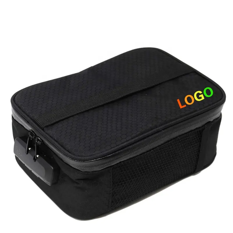 Travel Storage Bags Polyester Smell Proof Soft Case Smell Proof Bag Carbon With Combo Lock